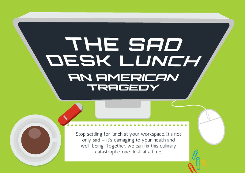 sad desk lunch displayed across a computer monitor
